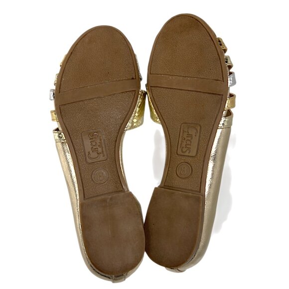 Circus by Sam Edelman Belinda D'Orsay Metallic Gold-Strappy Flats  Sz. 8 - Picture 9 of 10